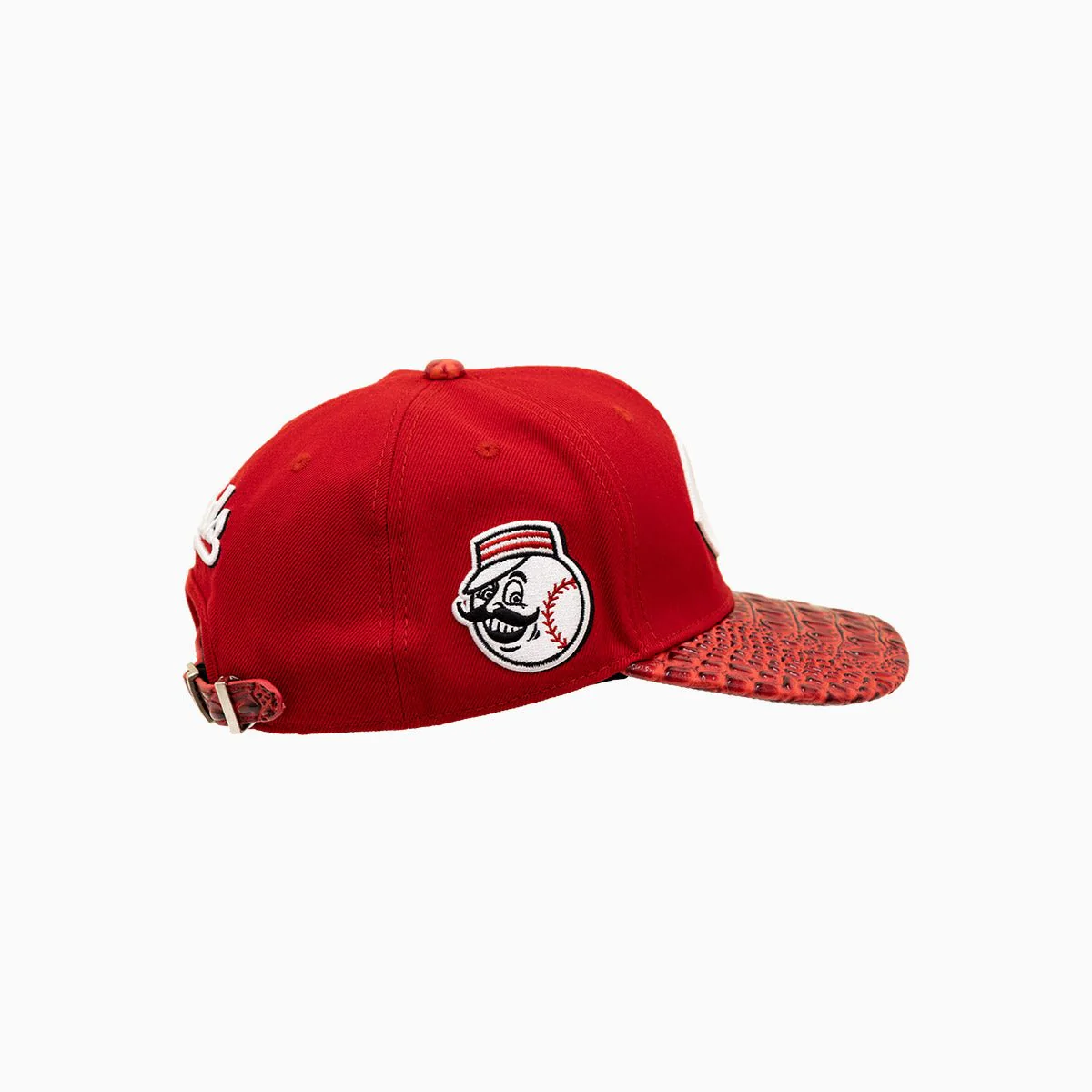 Cincinnati Reds MLB Leather Visor Wool Snapback Hat - Image 3