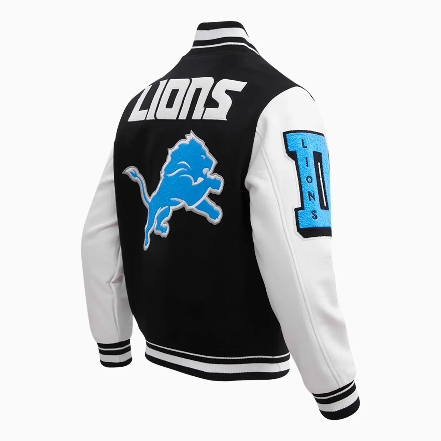 Men's Detroit Lions NFL Mash Up Rib Wool Varsity Jacket - Image 3