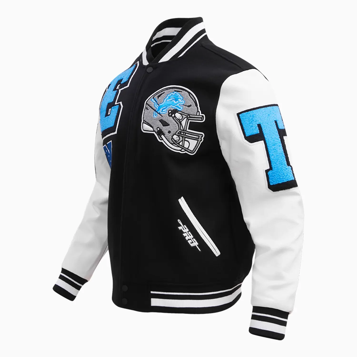 Men's Detroit Lions NFL Mash Up Rib Wool Varsity Jacket - Image 4