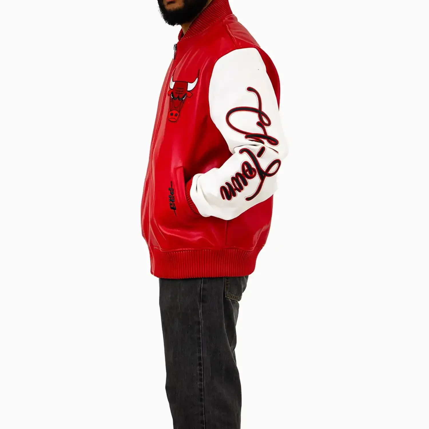 Men's NBA Chicago Bulls City Signatures Leather Varsity Jacket - Image 5