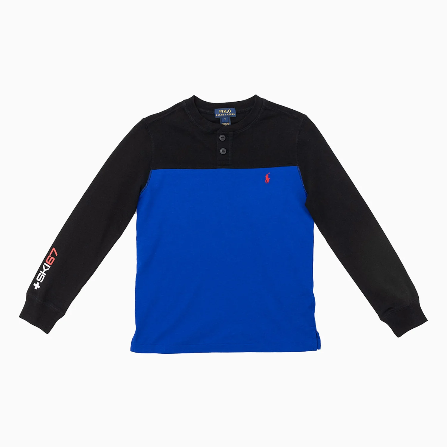 Kid's Cotton Henley Crew Neck Shirt - Image 2