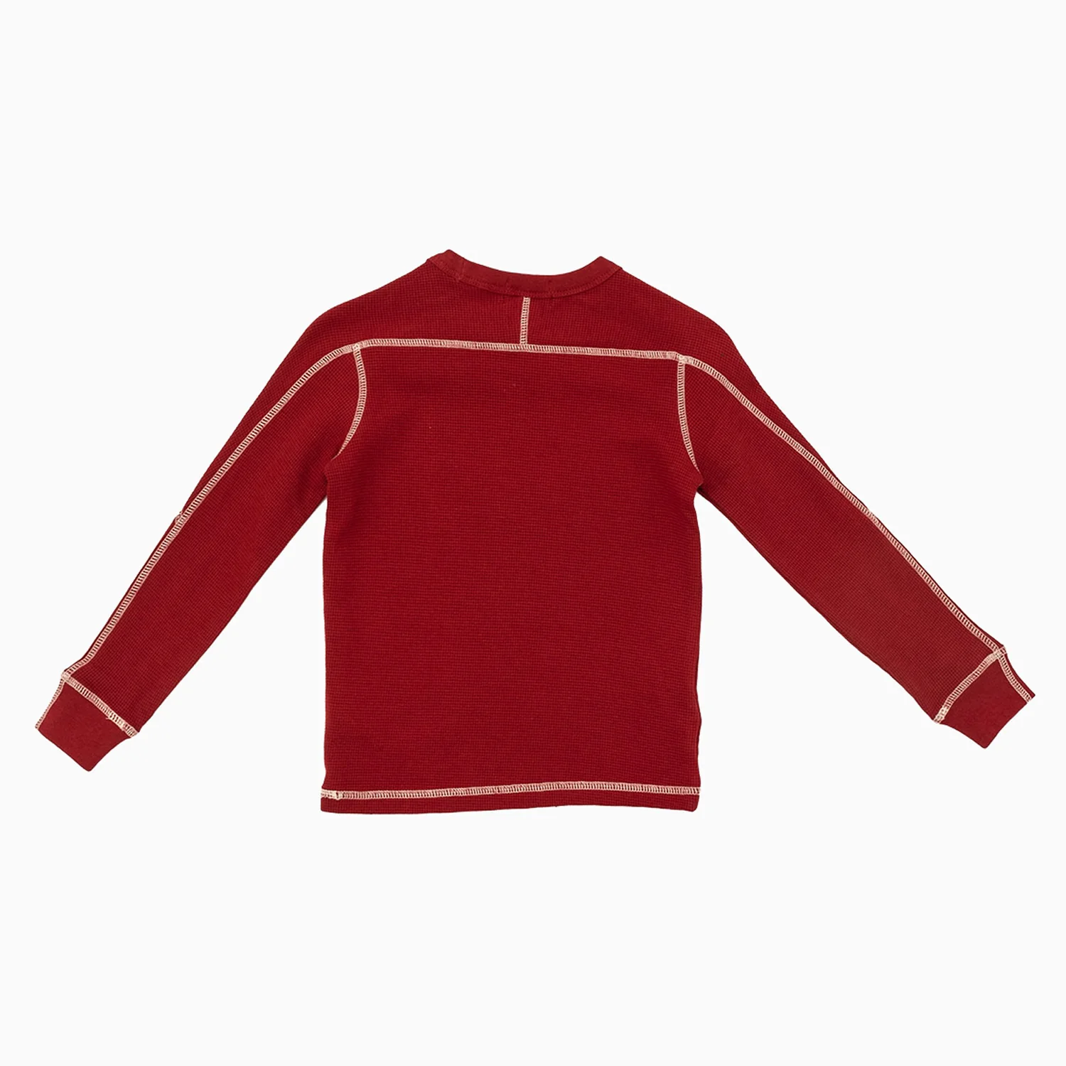 Kid's Micro Waffle Long Sleeve Crew Neck Knit Shirt - Image 2