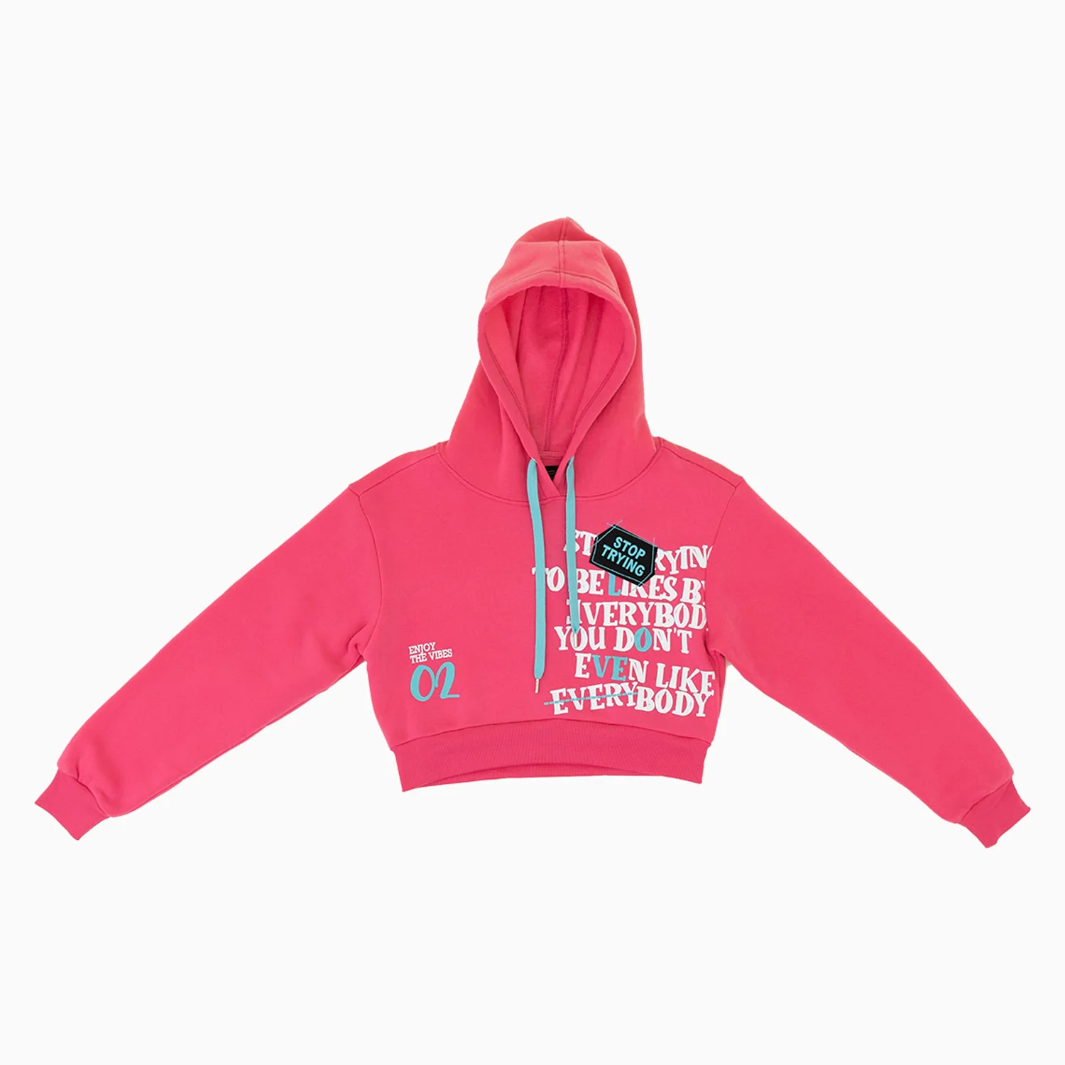 Women's Fleece Crop Graphic Pull Over Hoodie - Image 2