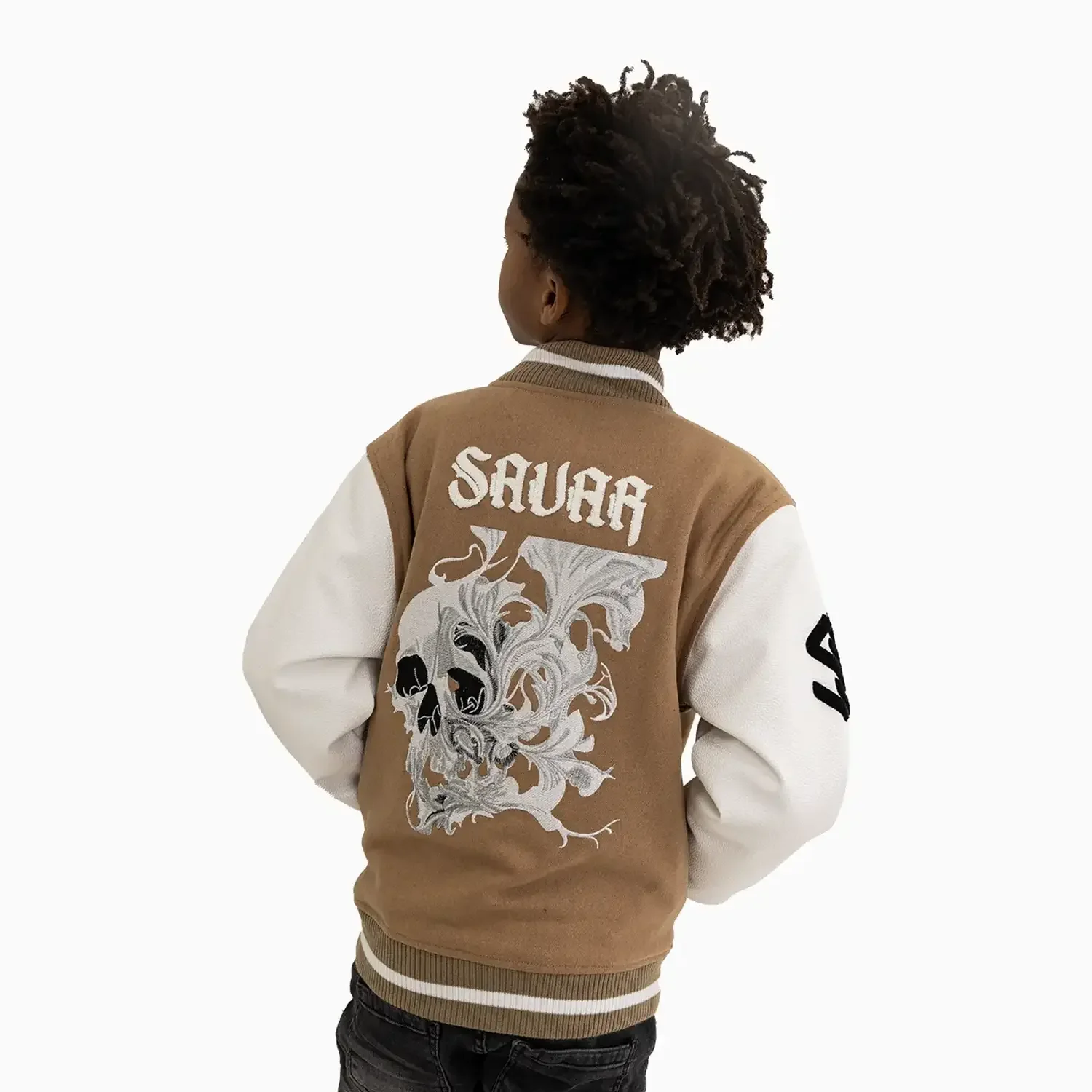 Kid's Skull Wool Varsity Jacket - Image 2