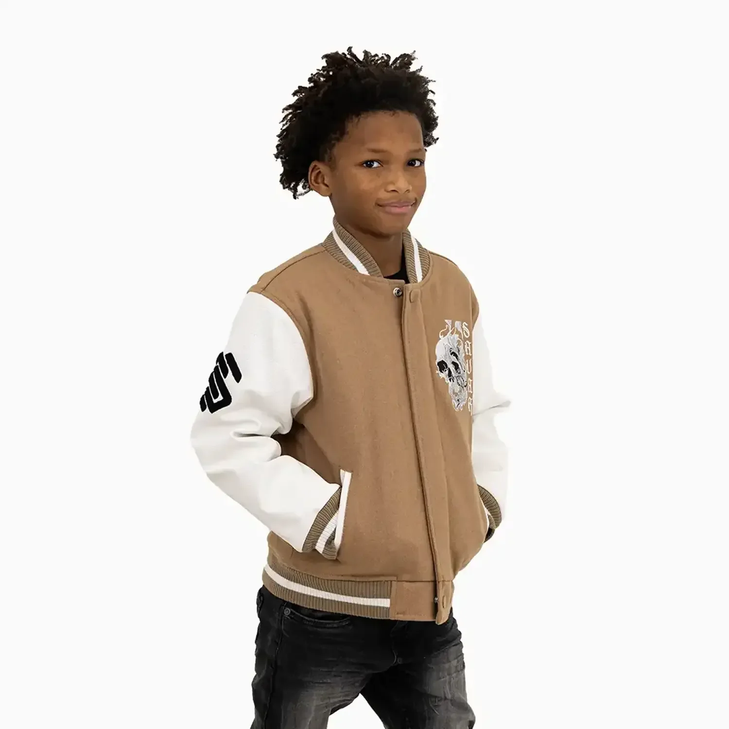 Kid's Skull Wool Varsity Jacket - Image 3