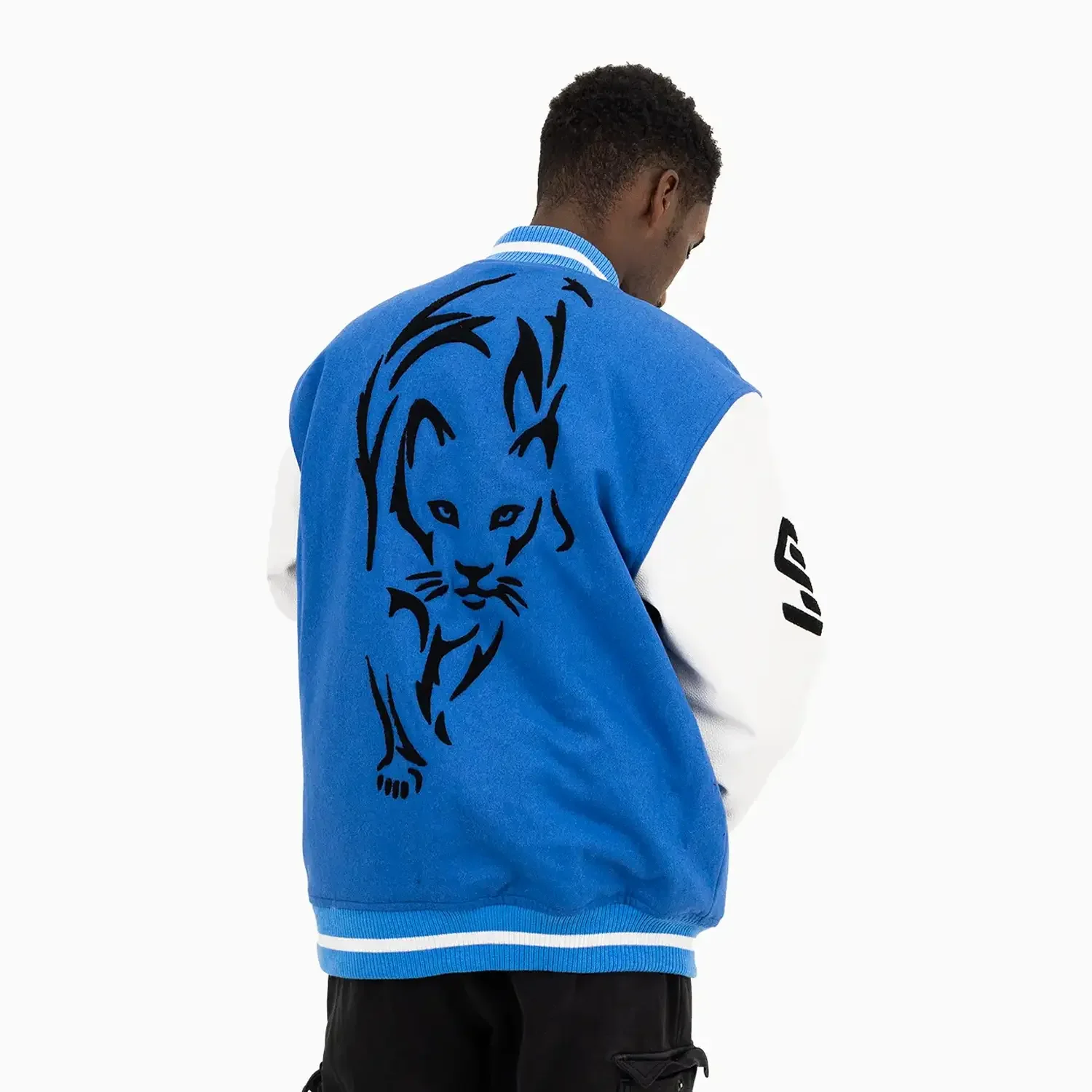 Men's Black Cat Wool Varsity Jacket - Image 2