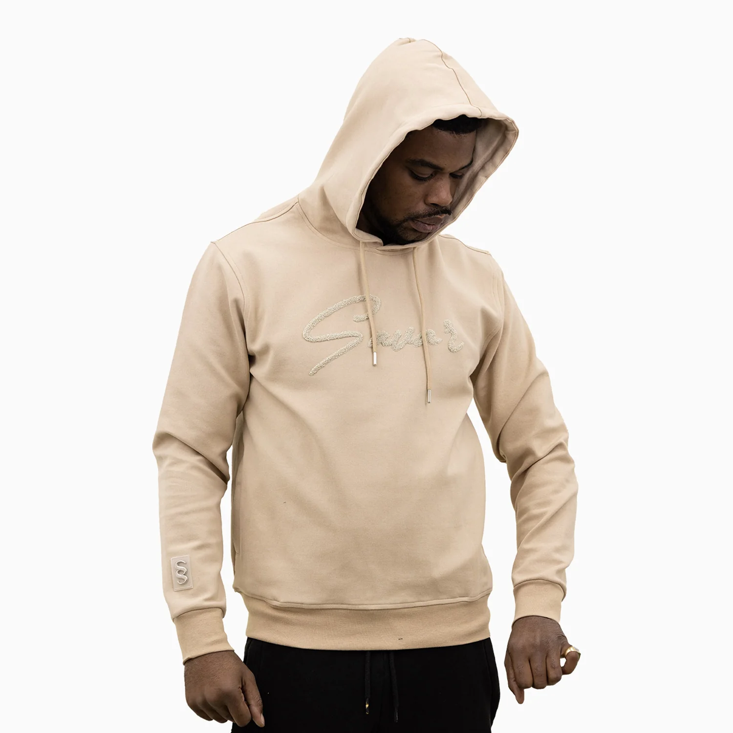 Men's Chenille Patch Pull Over Hoodie - Image 6