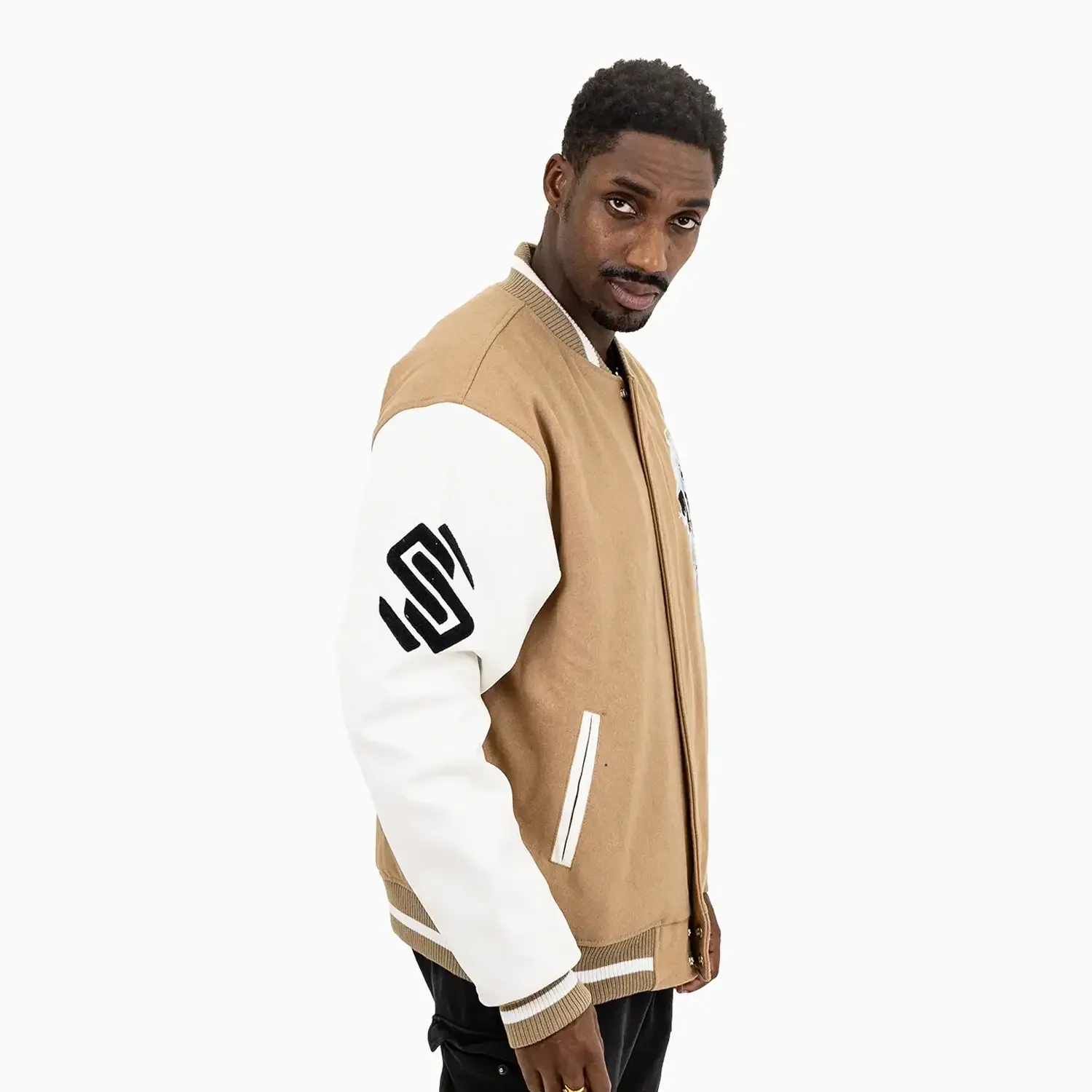 Men's Skull Smoke Wool Varsity Jacket - Image 3