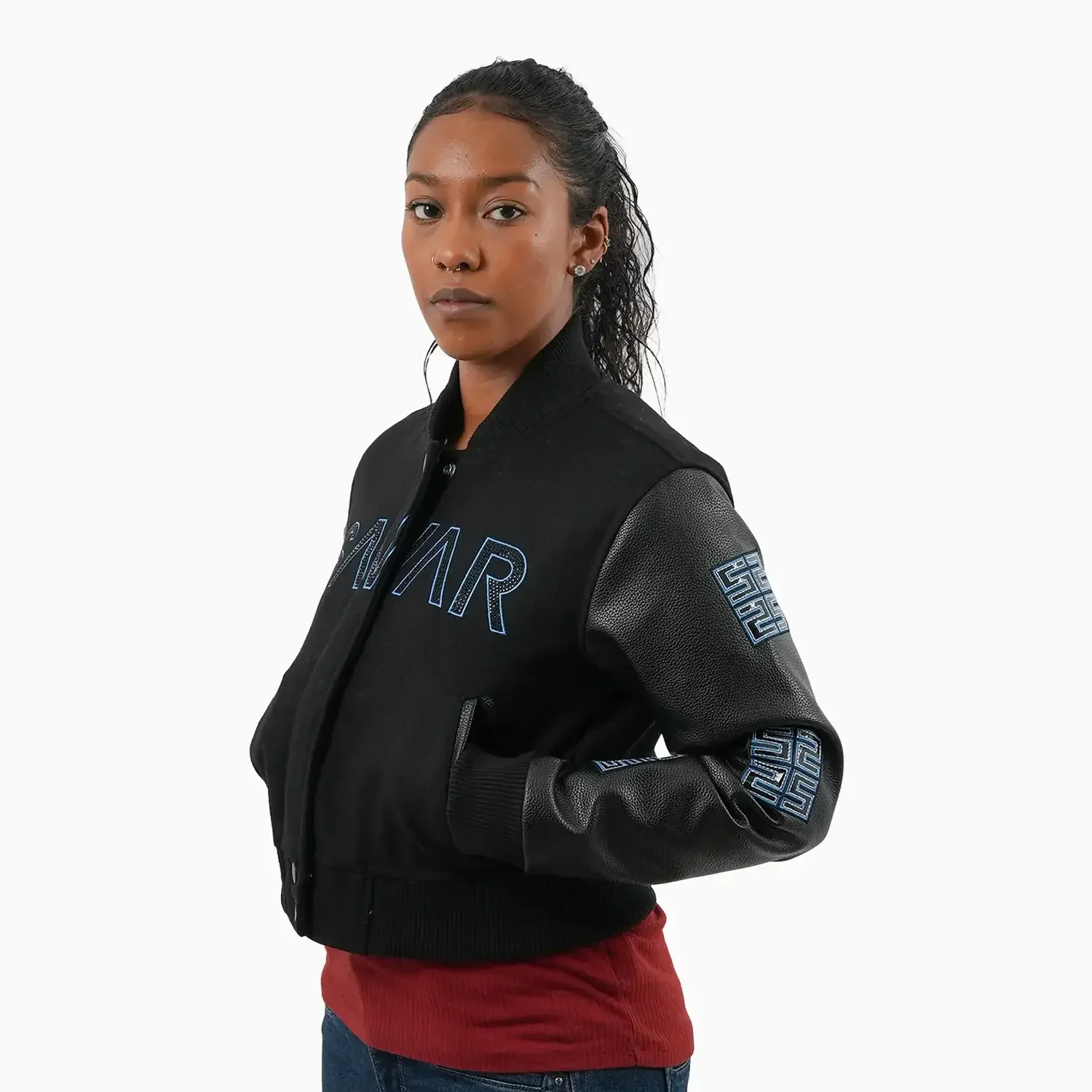 Women's Reflective Wool Varsity Jacket - Image 3
