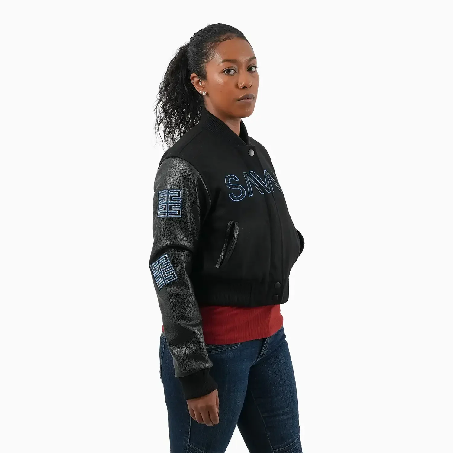 Women's Reflective Wool Varsity Jacket - Image 5