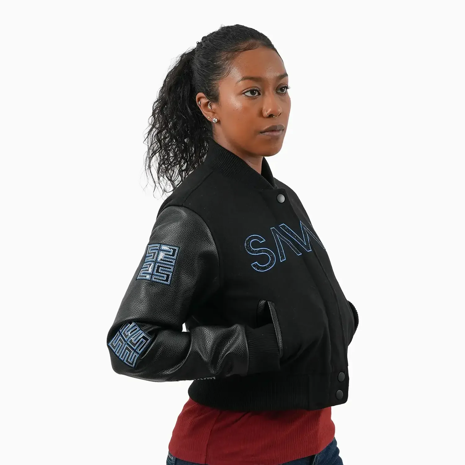 Women's Reflective Wool Varsity Jacket - Image 6