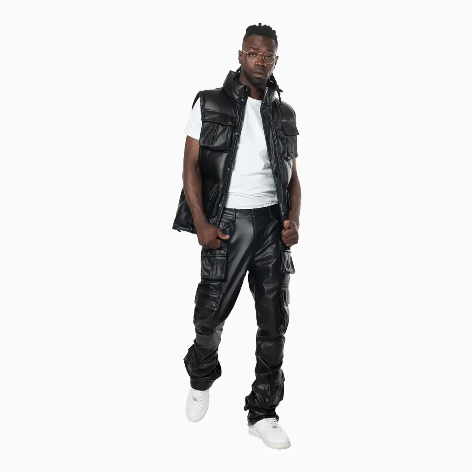 Men's Stacked Utility Vegan Leather Pant - Image 2
