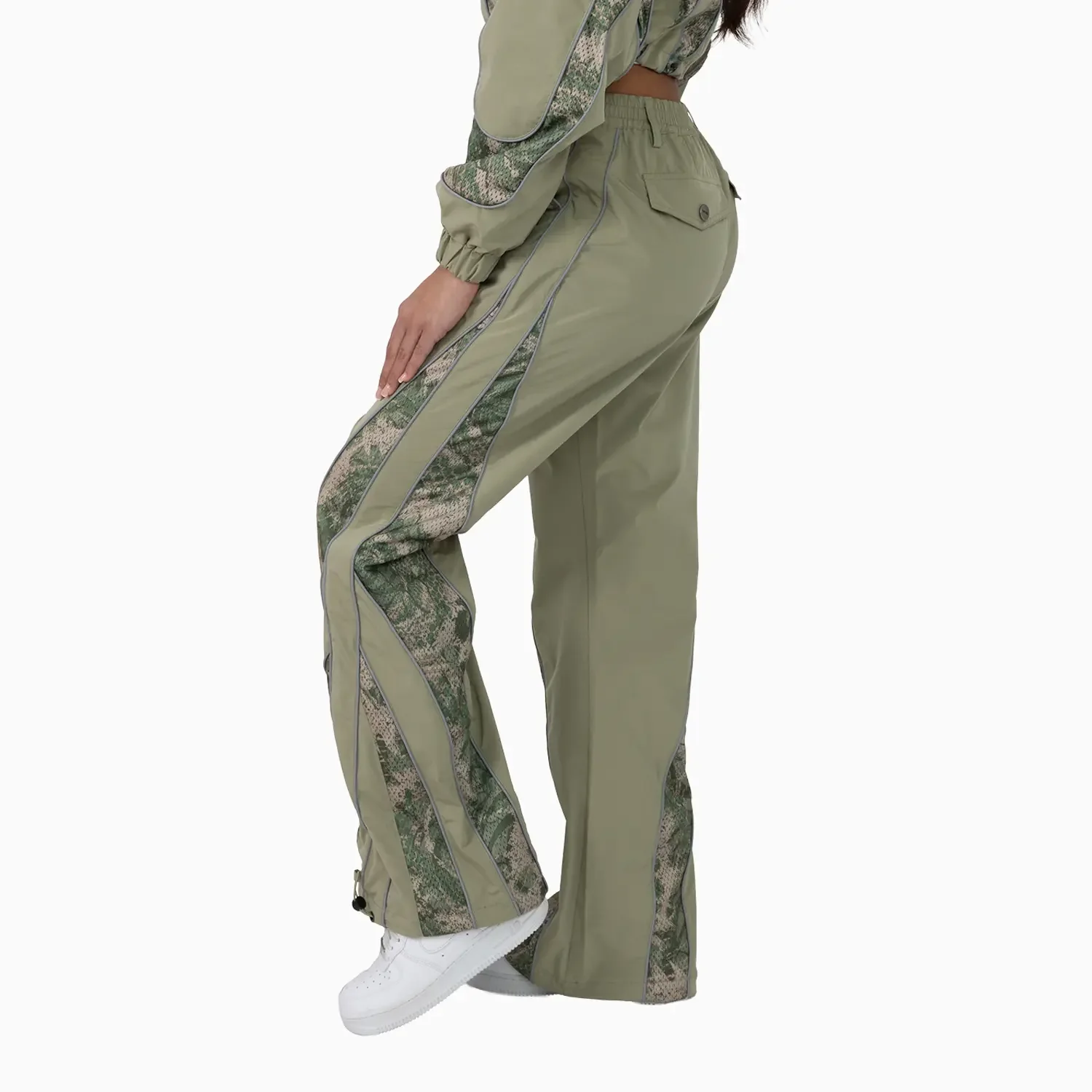 Women’s Olive Green Cropped Tracksuit - Image 6