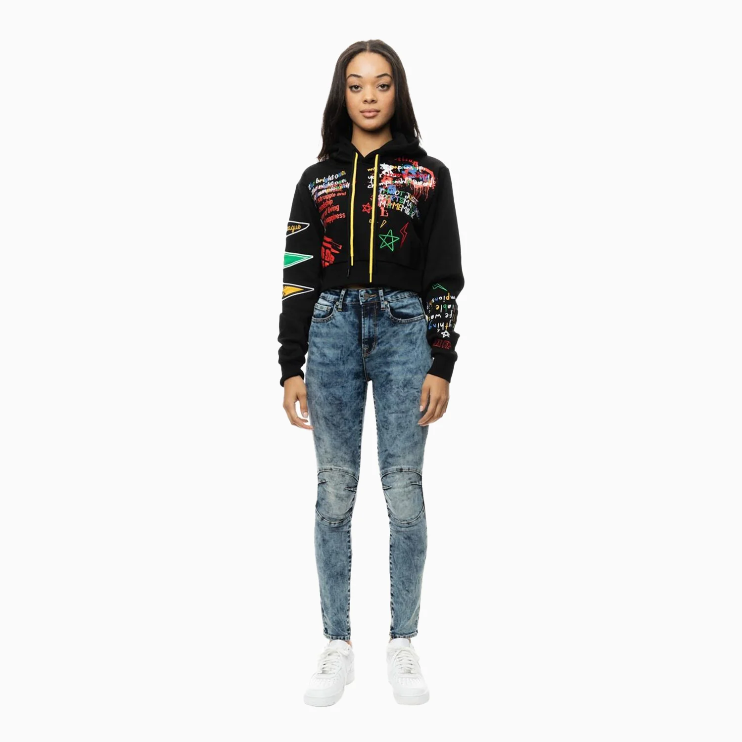 Women's Crop Fleece Pull Over Hoodie - Image 5