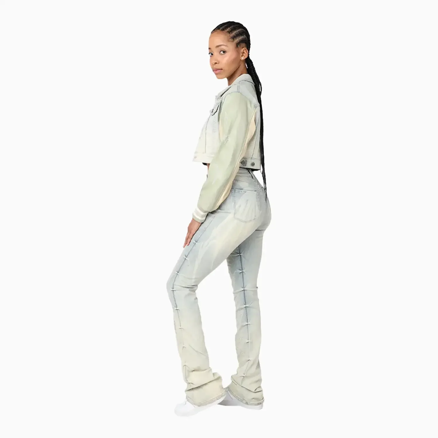Women's Cropped Rhinestone Jean Outfit - Image 4