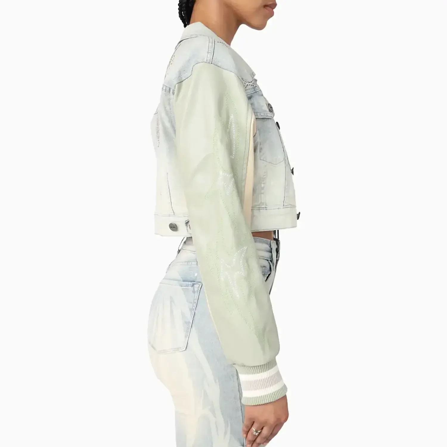 Women's Cropped Rhinestone Jean Outfit - Image 7
