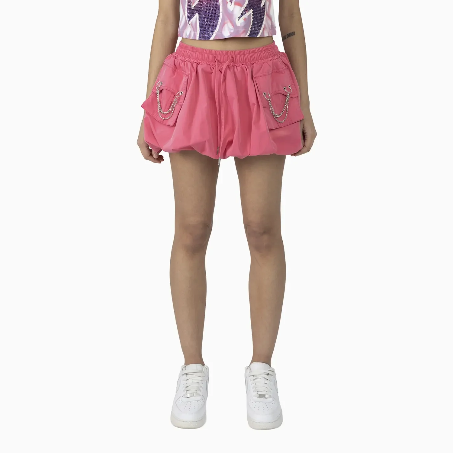 Women's Fitted Rhinestone Cropped T-Shirt and Skirt Outfit - Image 3