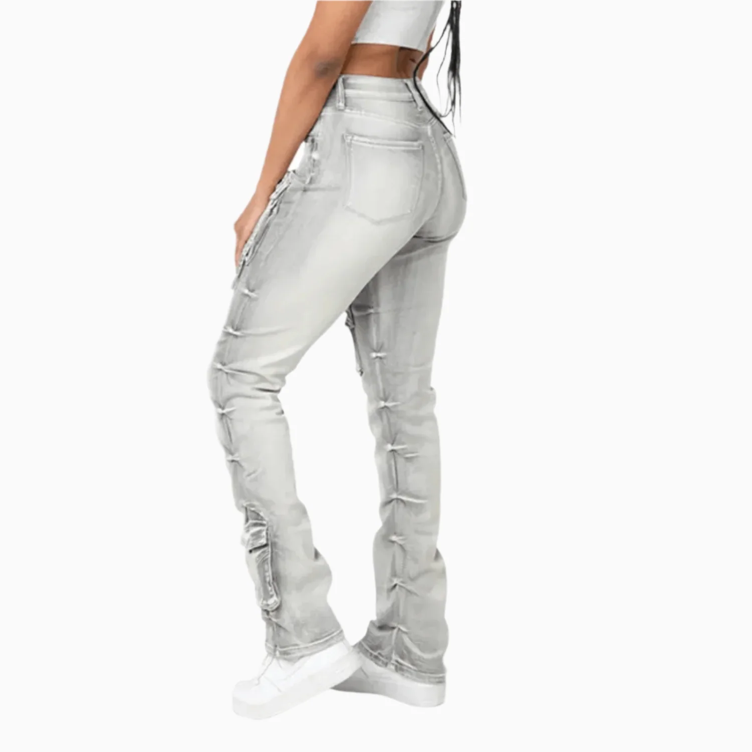 Women's High Rise Lightening Wash Stack Jeans Pant - Image 2