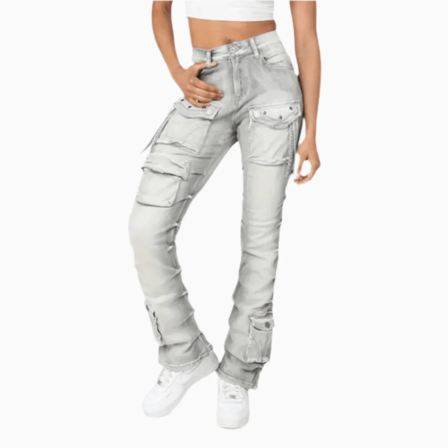 Women's High Rise Lightening Wash Stack Jeans Pant - Image 3