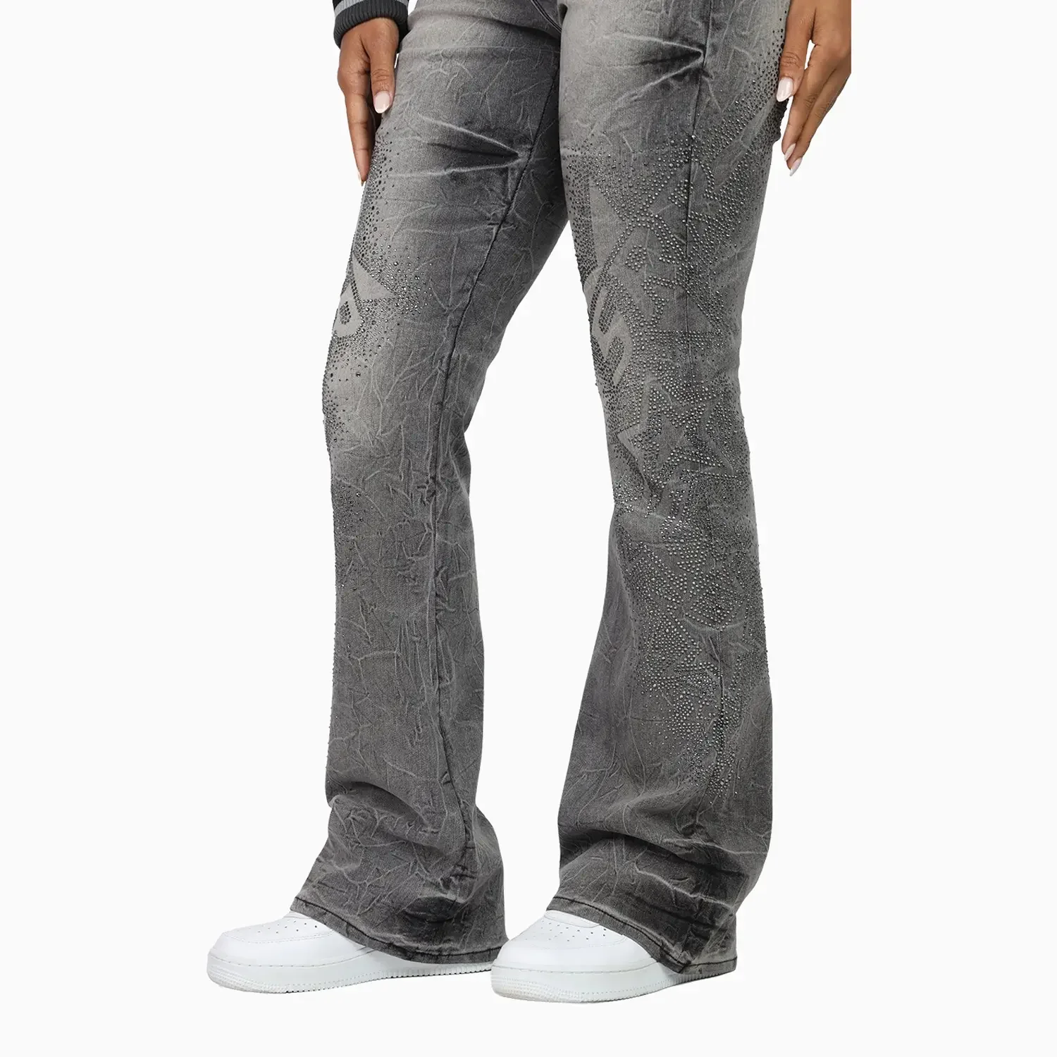 Women's High Rise Rhinestone Stack Jean Pant - Image 3