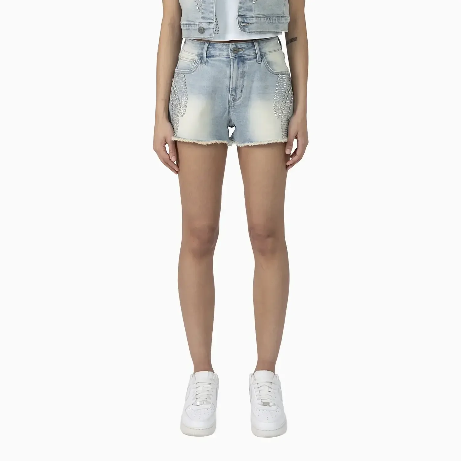Women's Rhinestone Detail T-Shirt and Shorts Outfit - Image 5