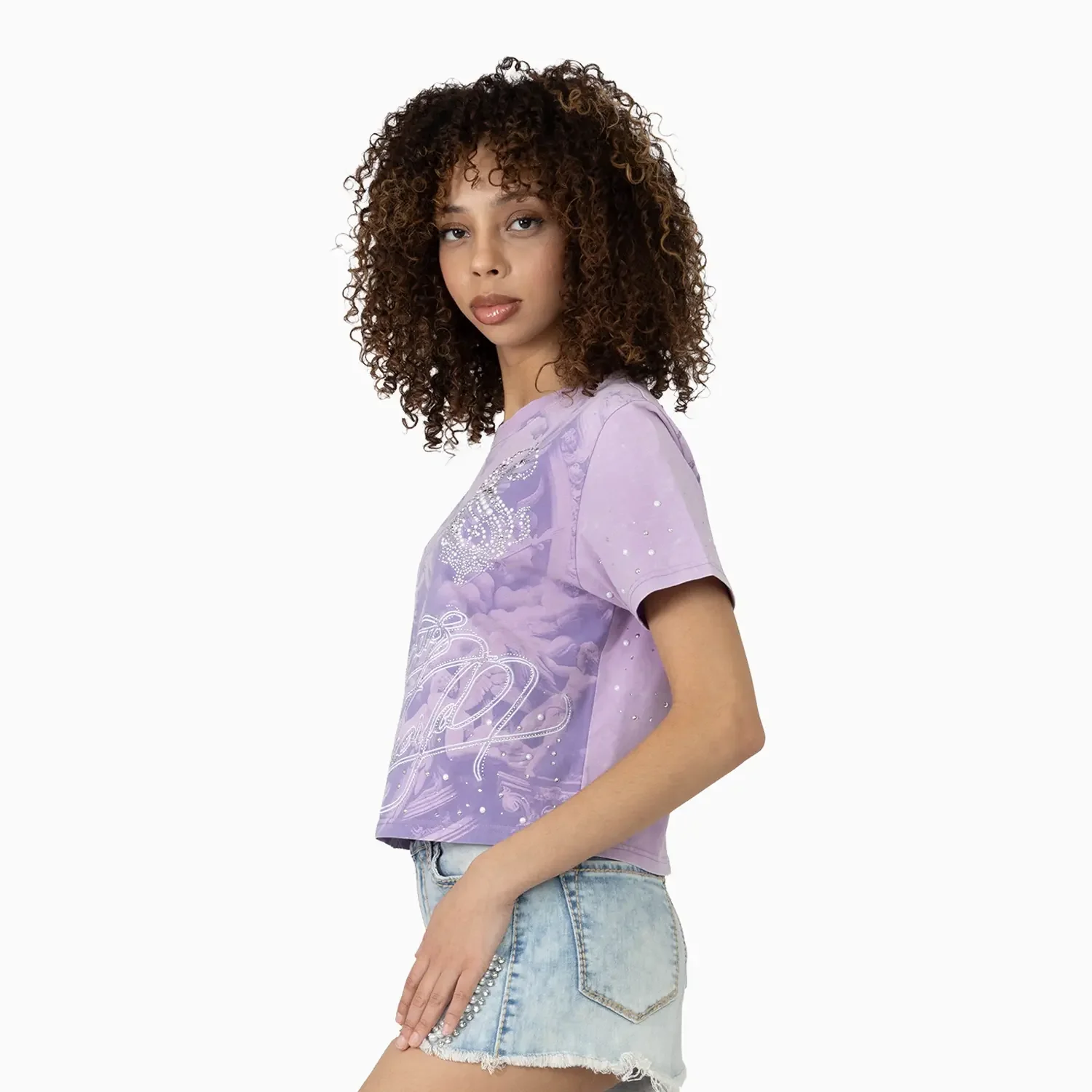 Women's Rhinestone Detail T-Shirt and Shorts Outfit - Image 6