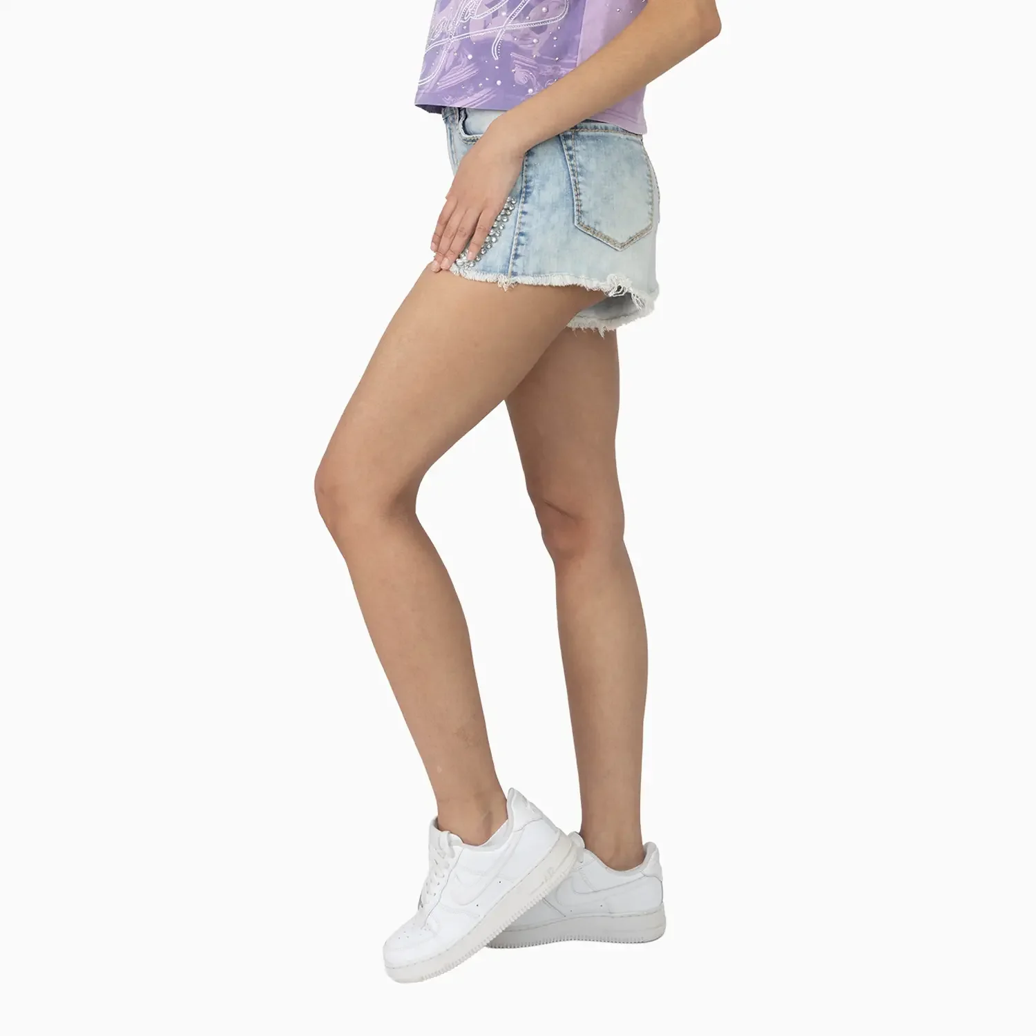 Women's Rhinestone Detail T-Shirt and Shorts Outfit - Image 8