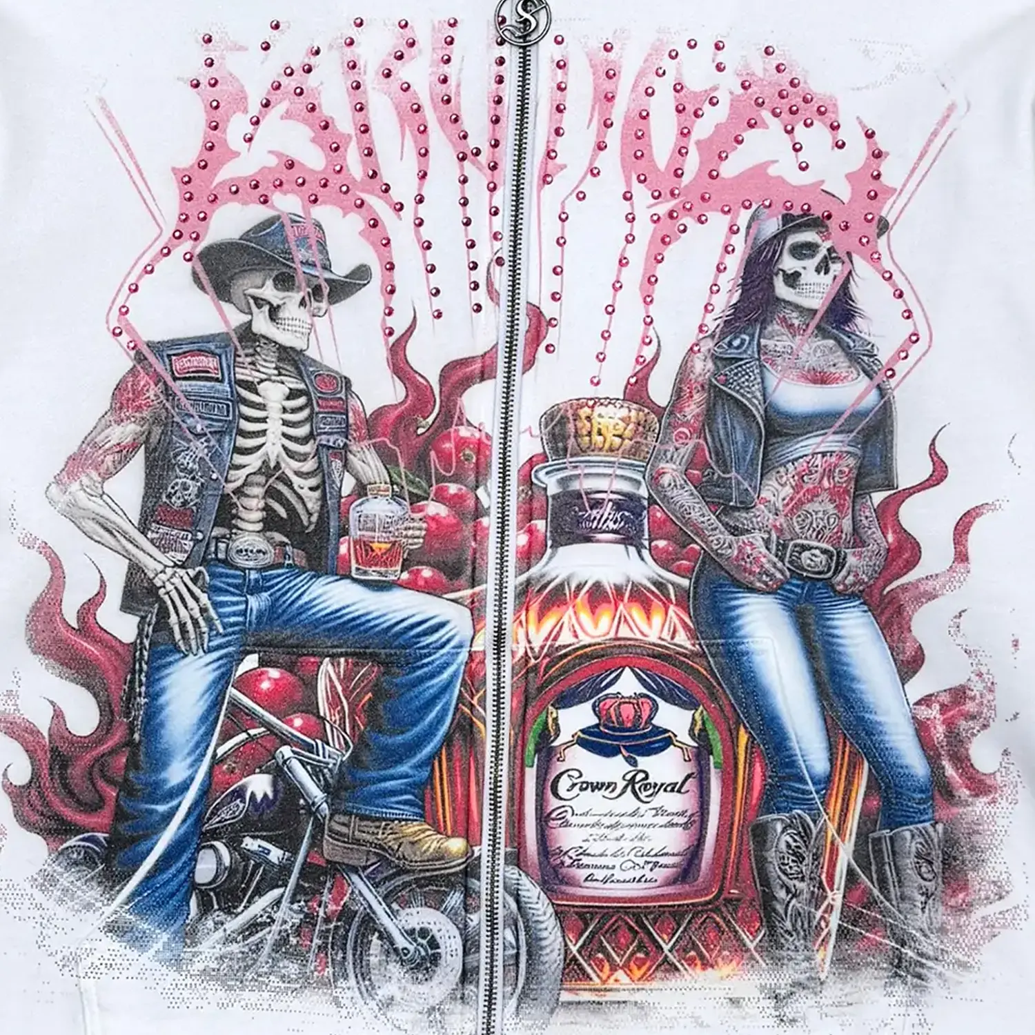 Men's Graphic Skeleton Rider Zip-Up Hoodie - Image 3