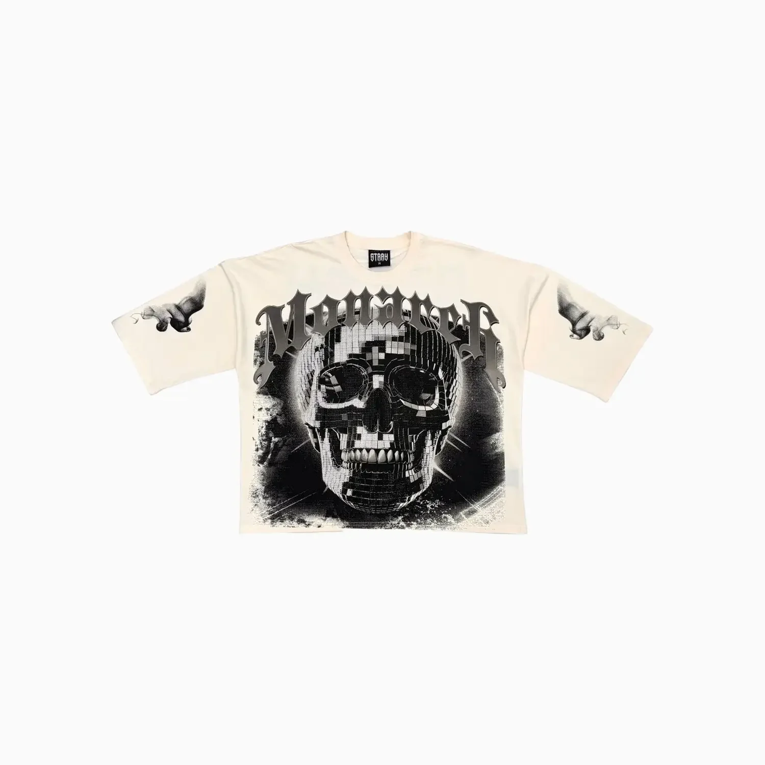 Men's Monarch Digital Skull Oversized Graphic T-Shirt - Image 3
