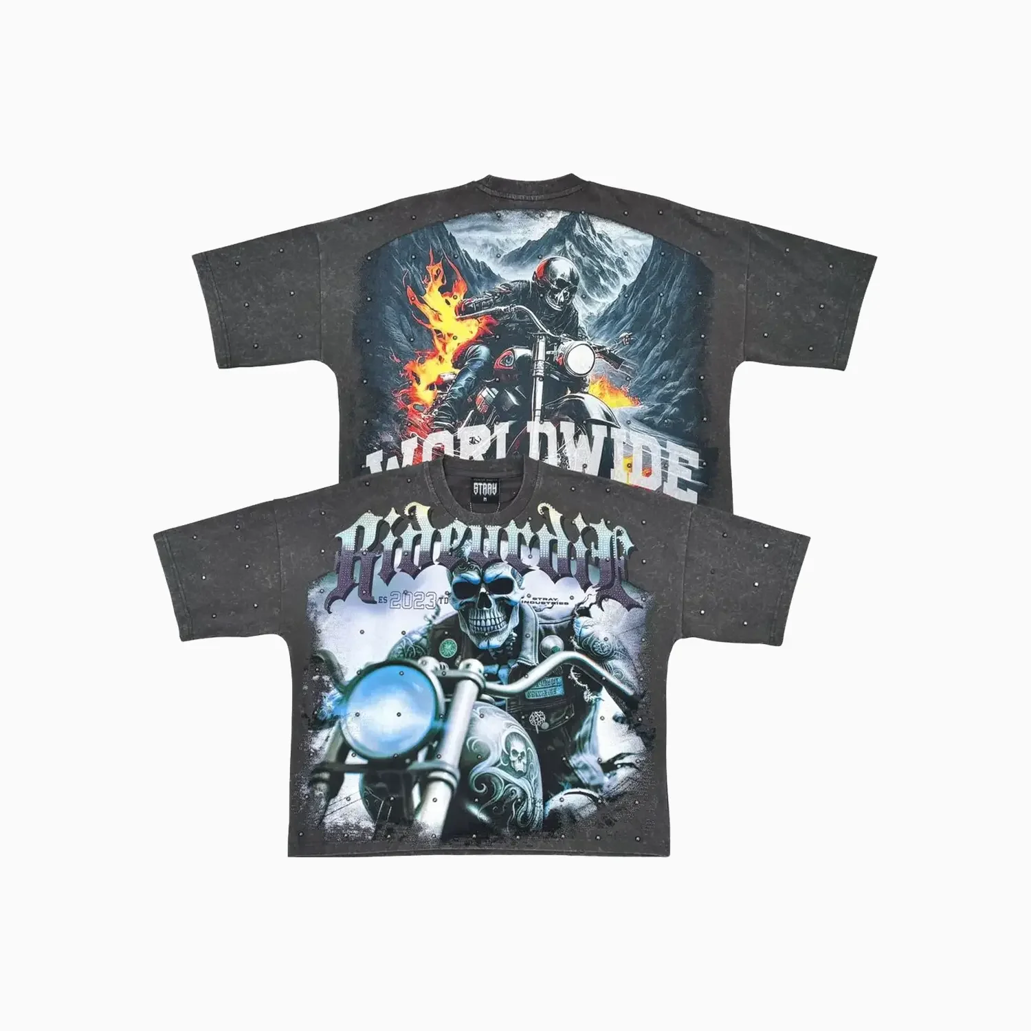 Men's Worldwide Rider Graphic Wide Crop Fit T-Shirt - Image 3