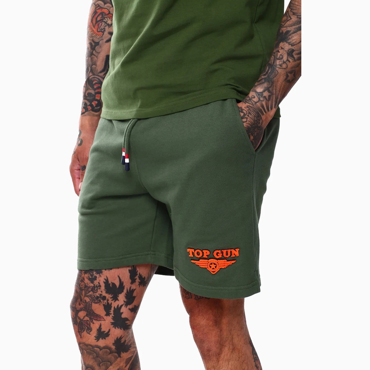 Men's Embroidered Logo T Shirt And Shorts Outfit - Image 5