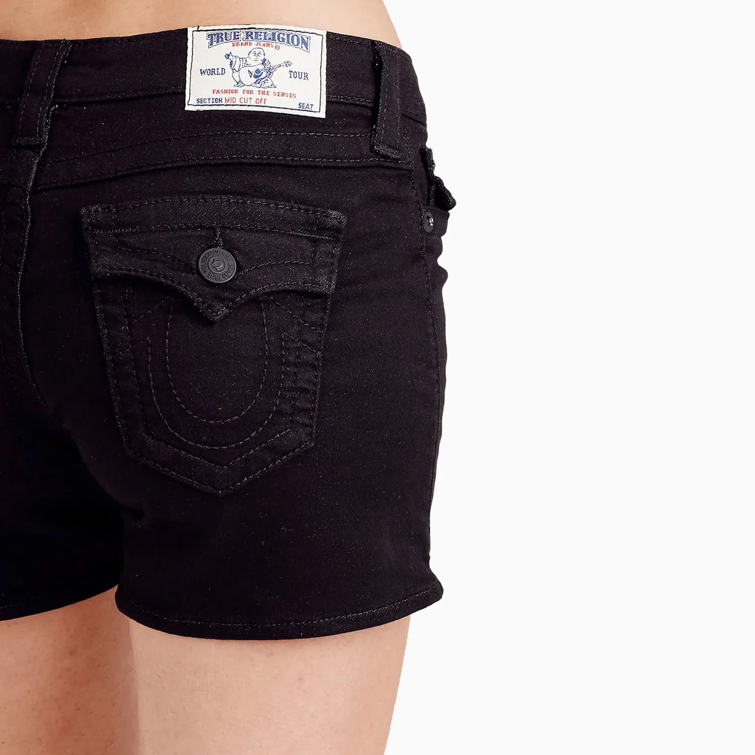 Women's Basic Mid Cut Off Denim Shorts - Image 4