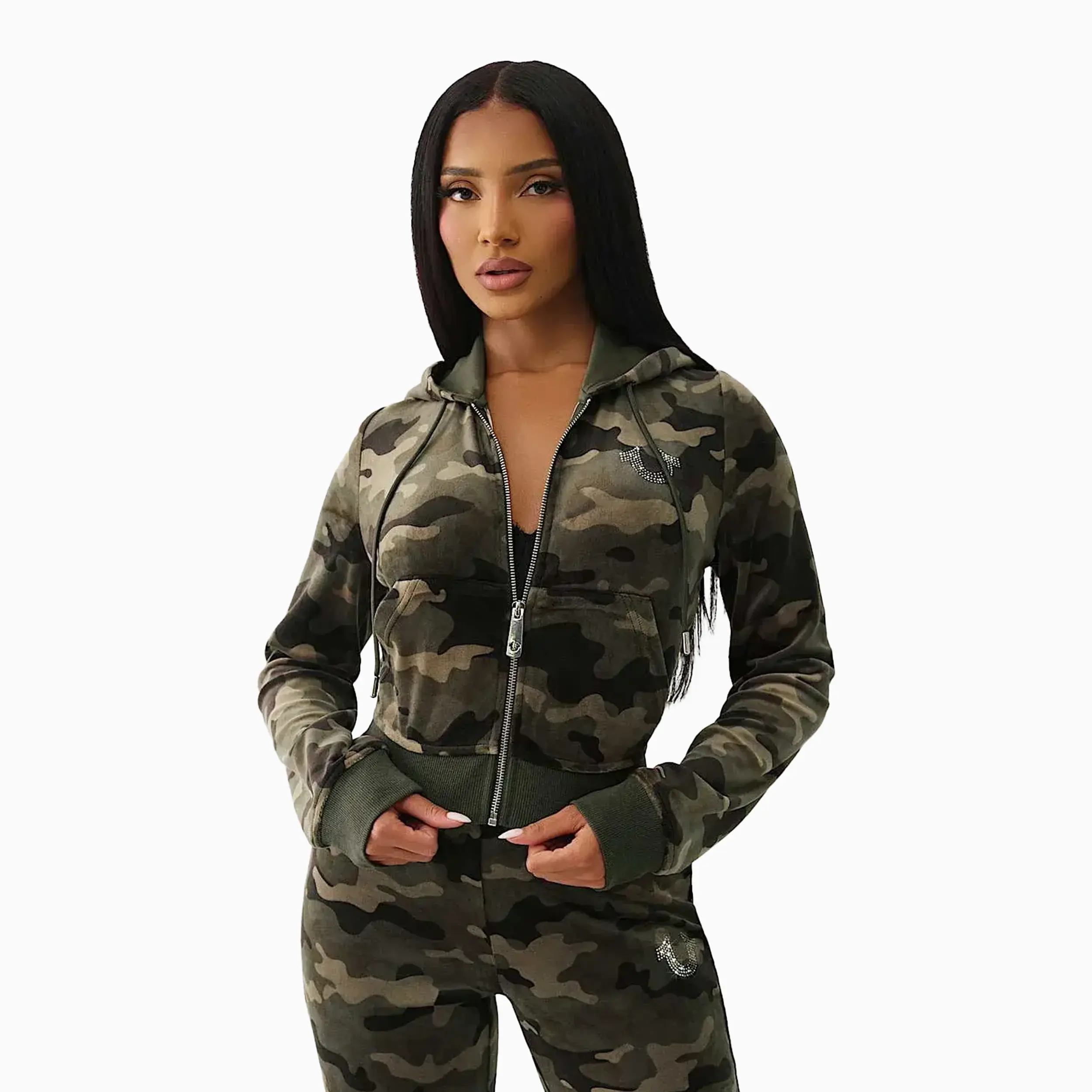 Women's Camo Velour Shrunken Outfit - Image 2