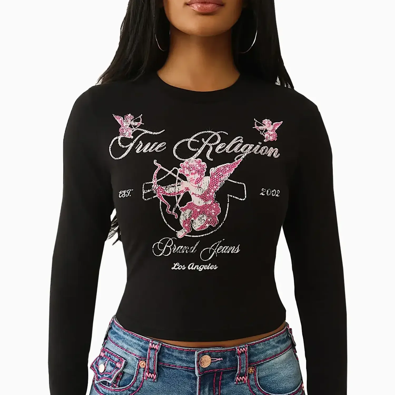 Women's Crystal Cupid Long Sleeve Baby T-Shirt - Image 3