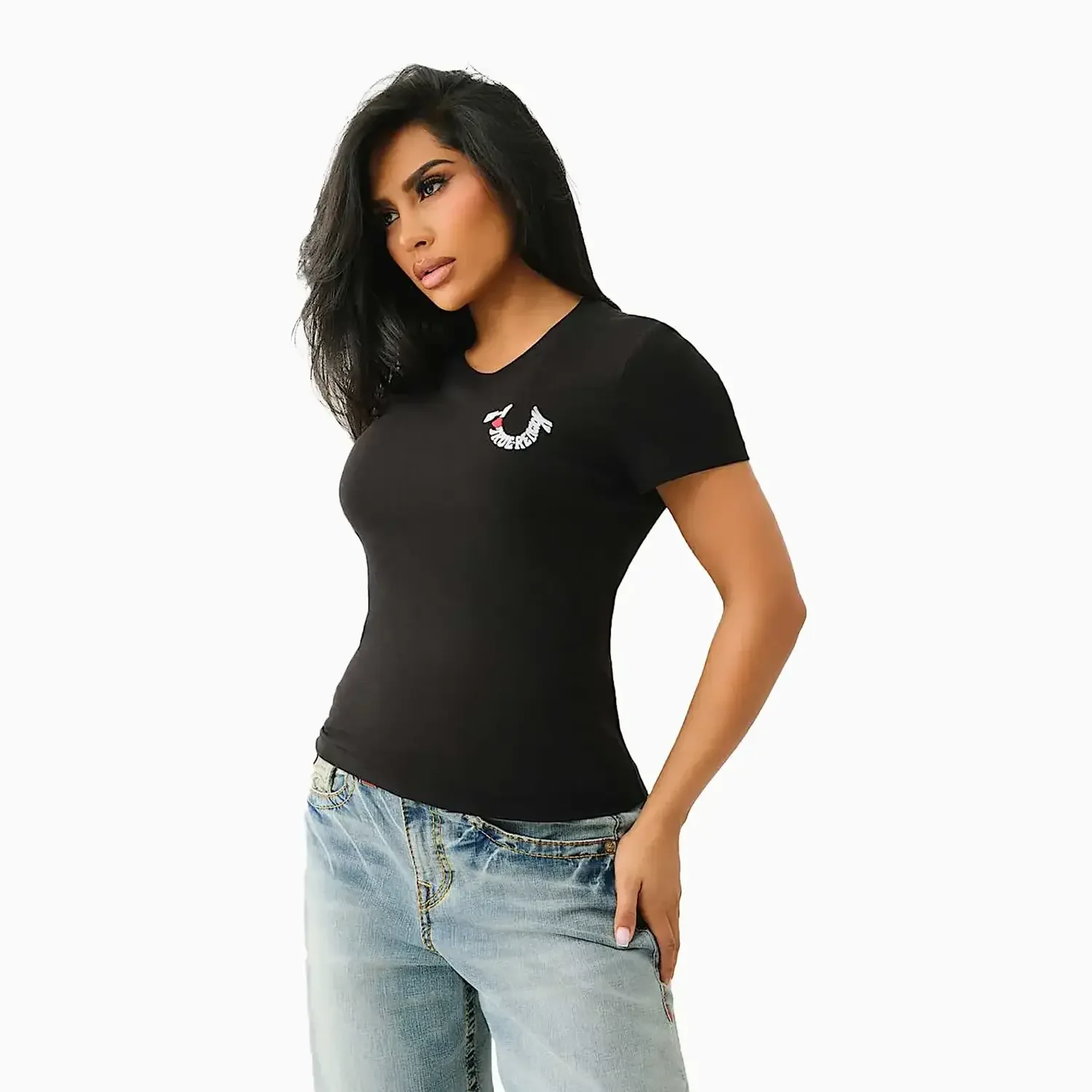 Women's Embroidered "I LOVE TRUE RELIGION" T-Shirt - Image 4