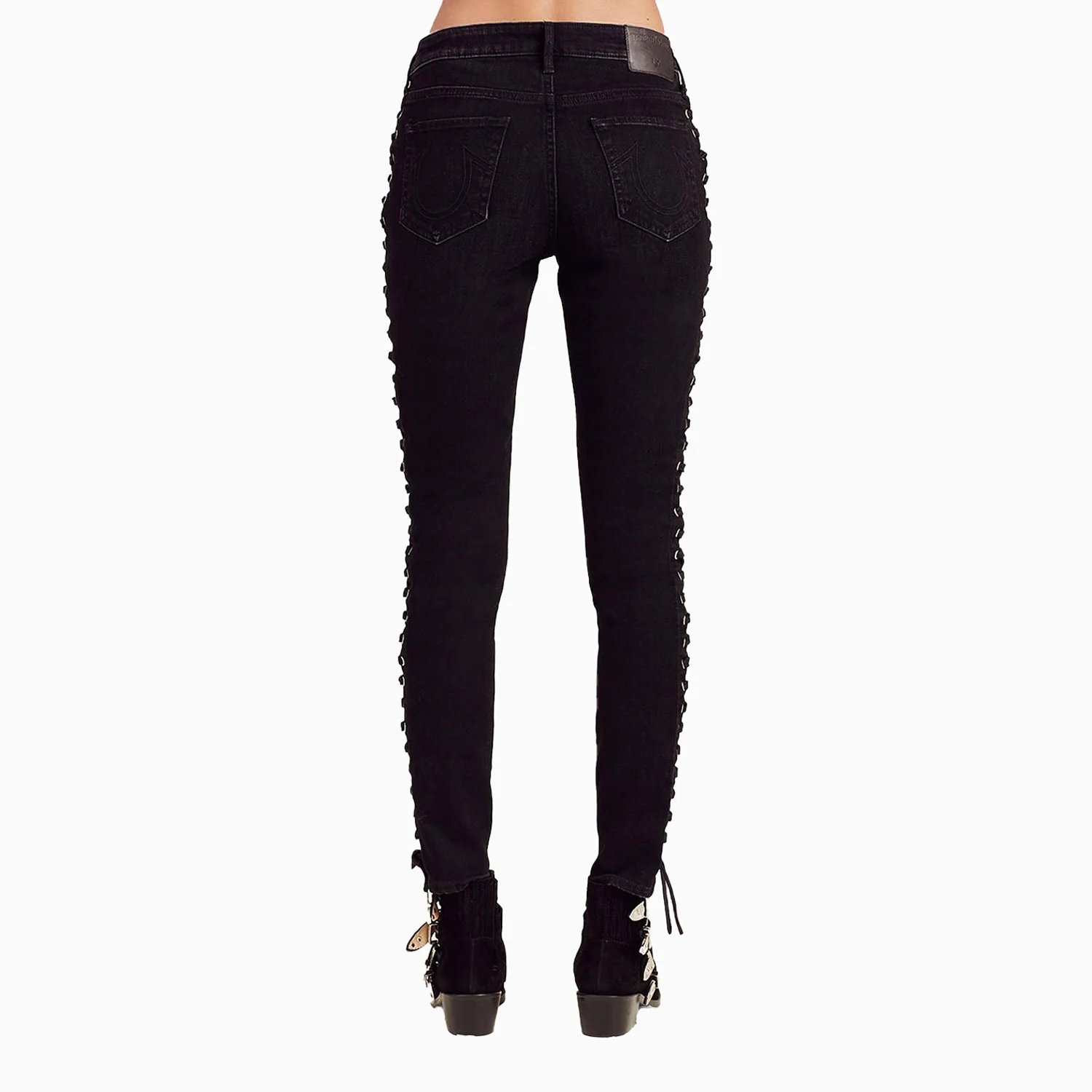 Women's Halle Super Skinny Cropped Lace Up Jean Pant - Image 2
