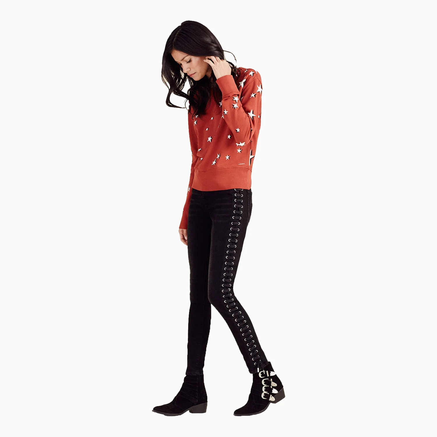 Women's Halle Super Skinny Cropped Lace Up Jean Pant - Image 3