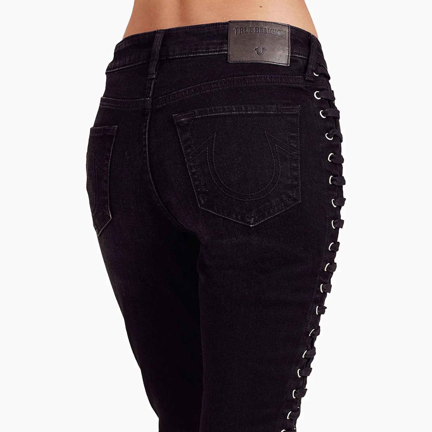 Women's Halle Super Skinny Cropped Lace Up Jean Pant - Image 4