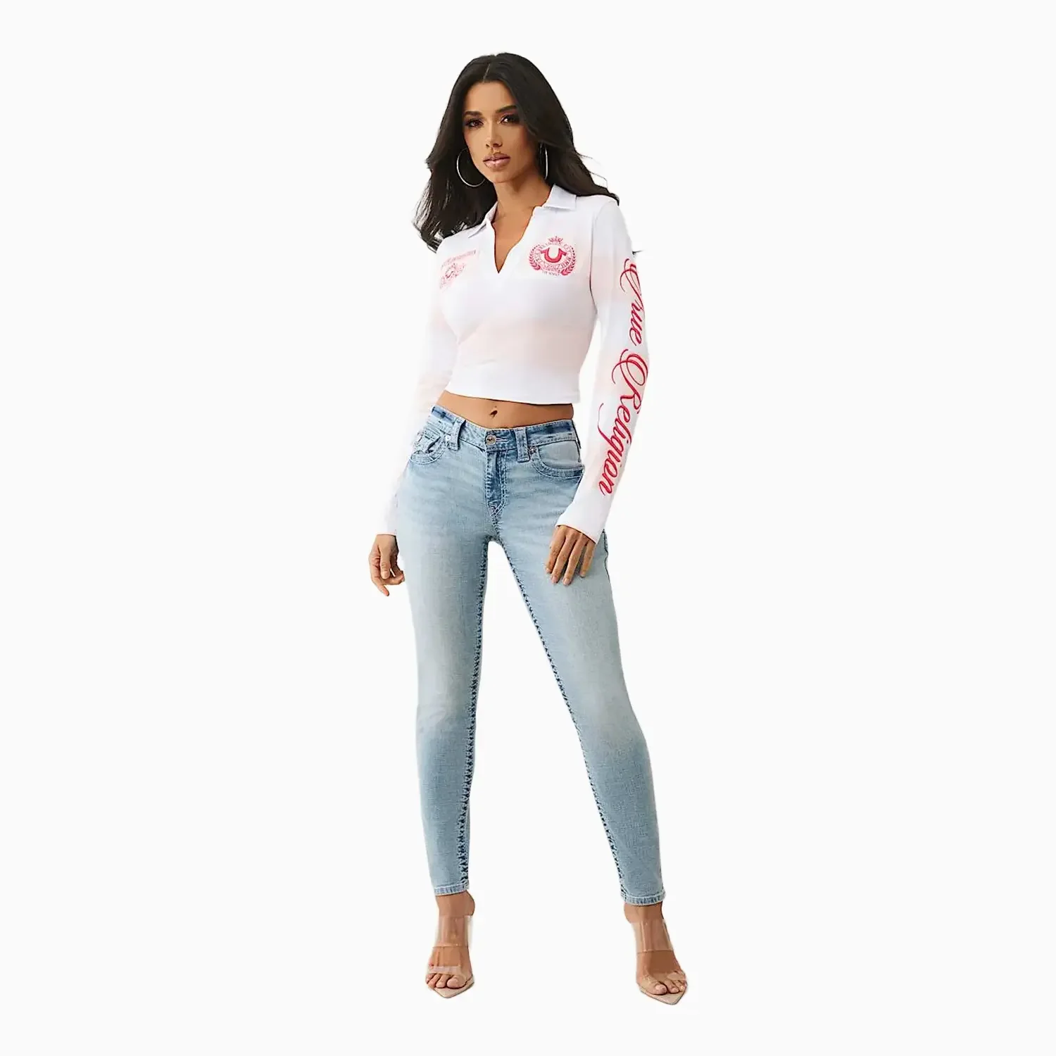Women's Jennie Mid Rise Big T Flap Curvy Skinny Jean Pant - Image 3