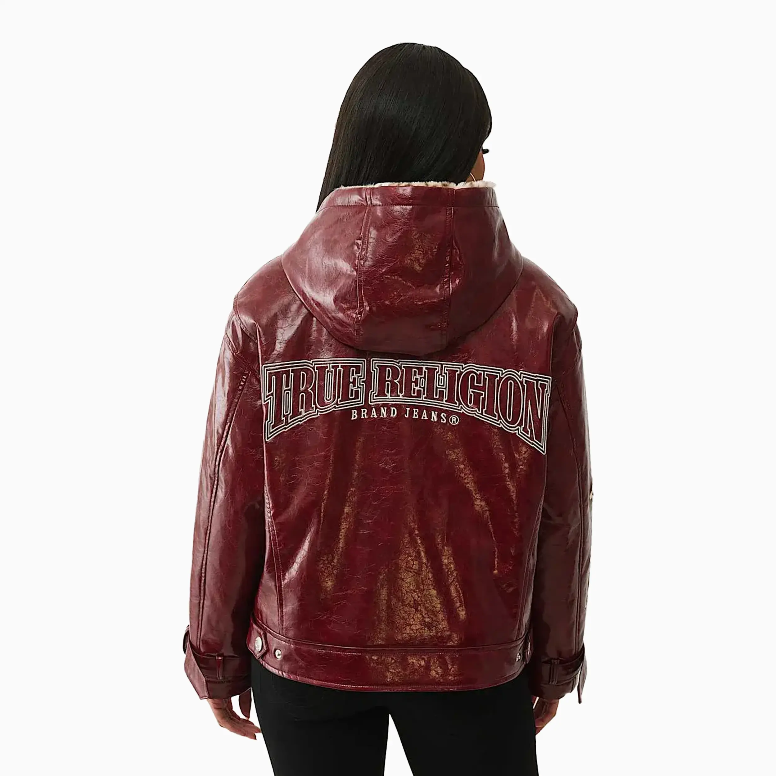 Women's Oversize Patent Leather Jacket - Image 2