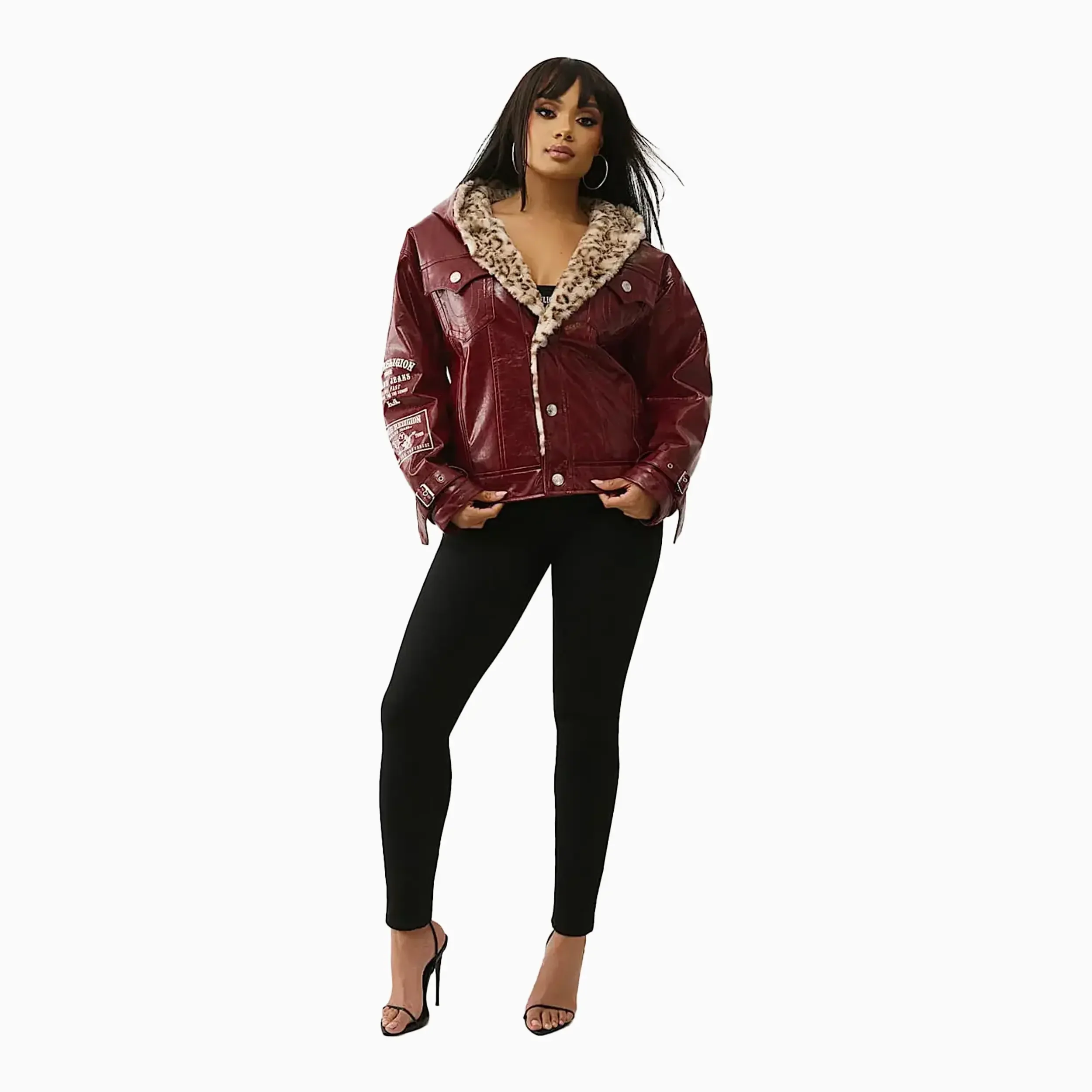 Women's Oversize Patent Leather Jacket - Image 4