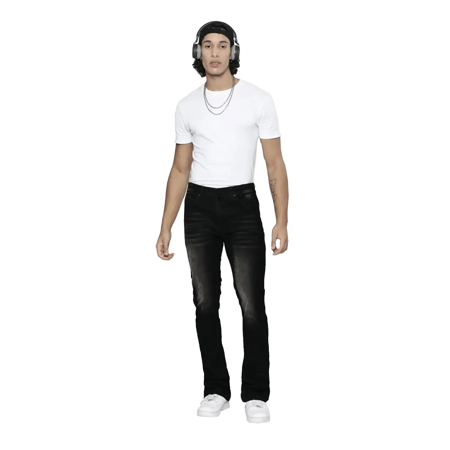 Men's Stacked Fit Jeans Pant With Stitched Hem - Image 3