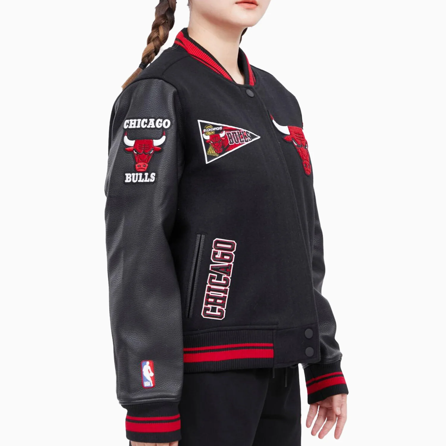 Women's Chicago Bulls Retro Classic Rib Wool Varsity Jacket - Image 3