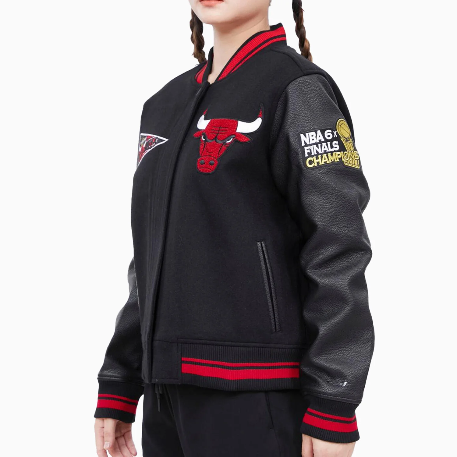 Women's Chicago Bulls Retro Classic Rib Wool Varsity Jacket - Image 4