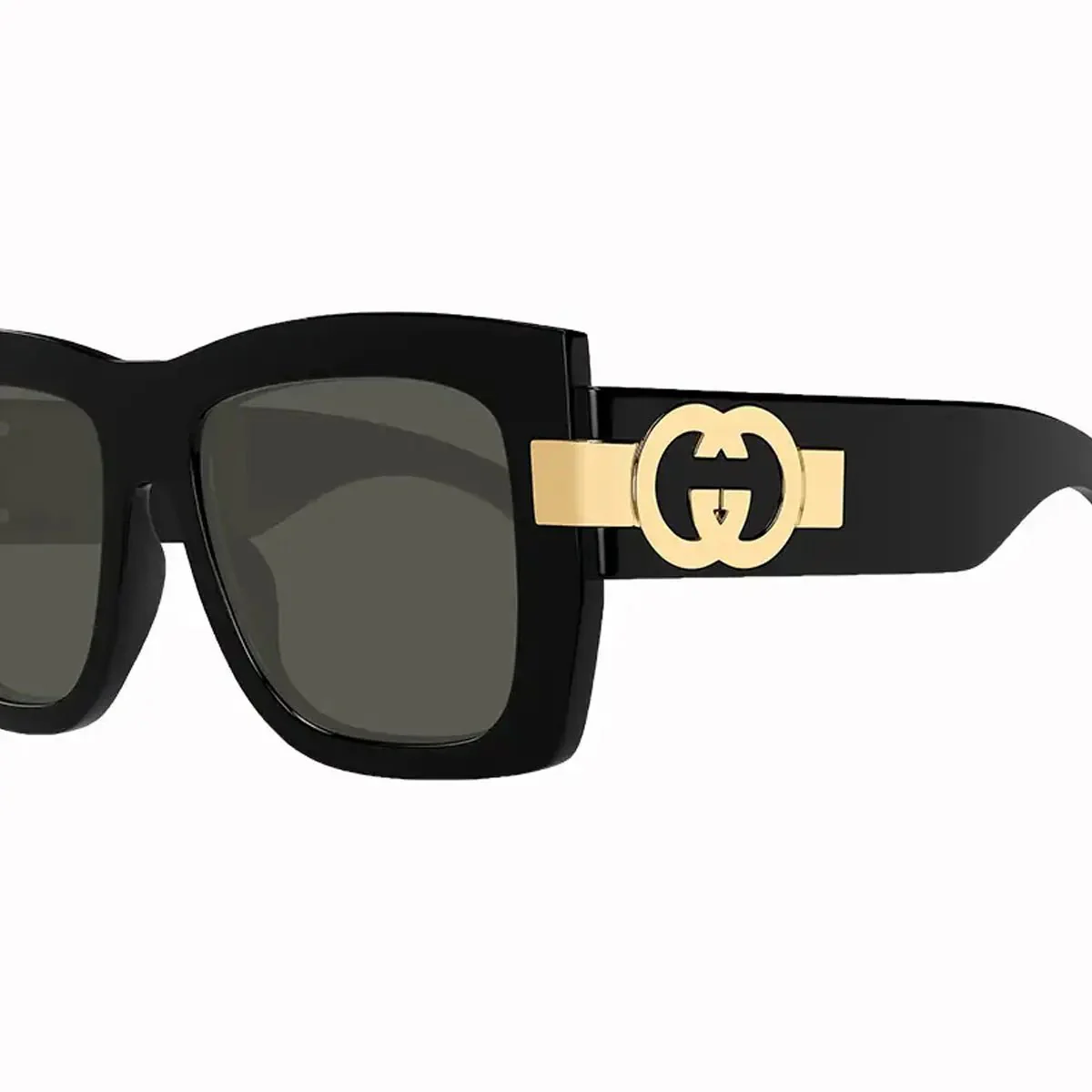Women's Gucci Shiny Black Rectangular Sunglasses - Image 3